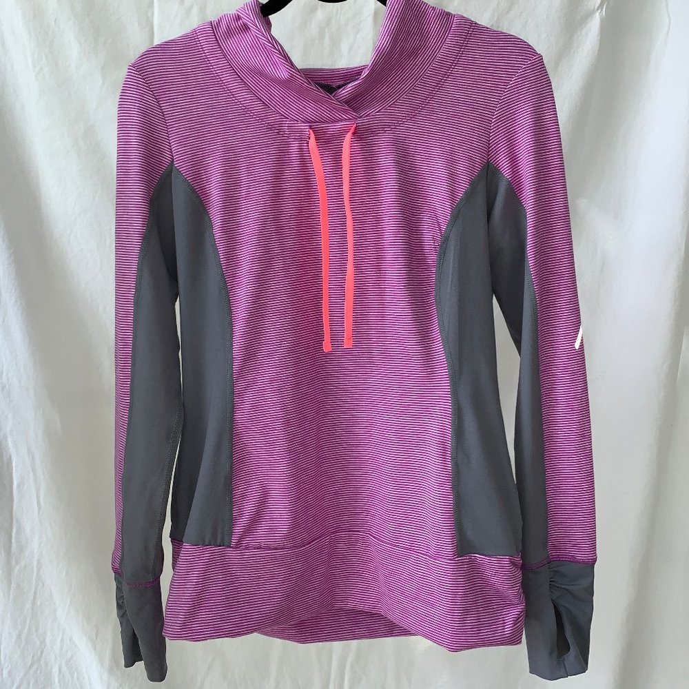 Kiwi Kate Striped Cowlneck Pullover w/ Drawstring